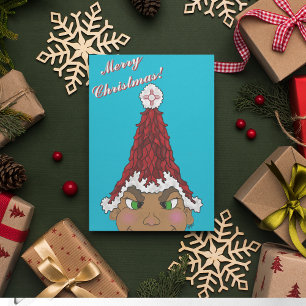 Elf wearing a Red Chile Santa Hat with a Zia Invitation