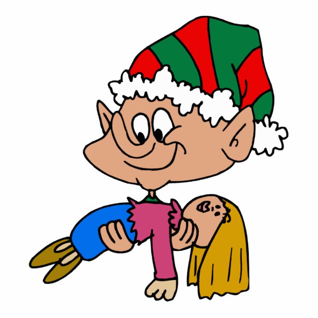 elf with dollie standing photo sculpture (Front)