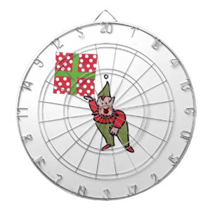 Elf With Polka Dot Gift dartboard