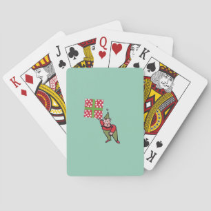 Elf With Polka Dot Gift green Poker playing cards