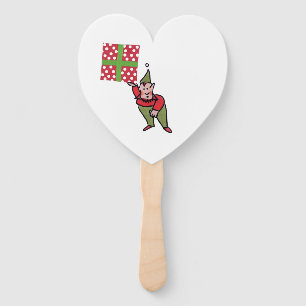 Elf With Polka Dot Gift heart hand fans