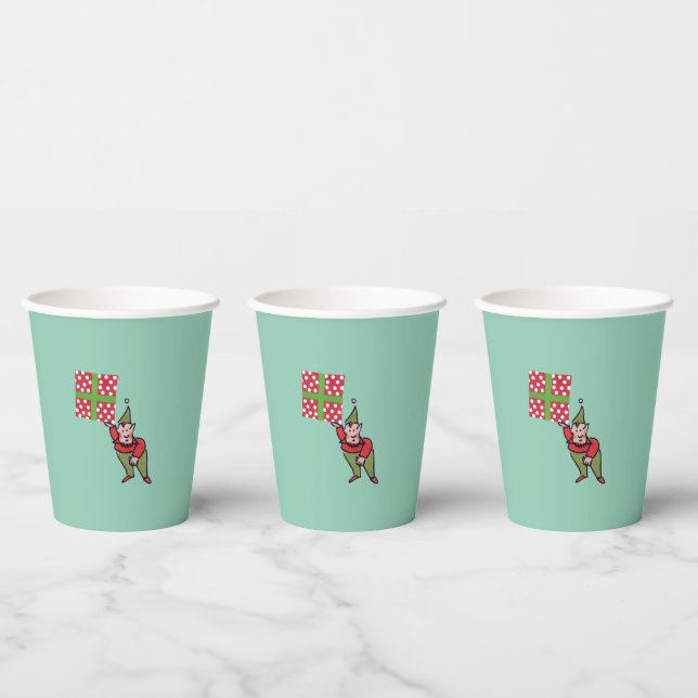Elf With Polka Dot Gift paper cups (Multi)