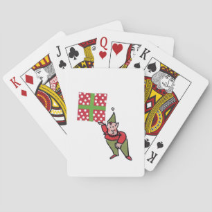 Elf With Polka Dot Gift playing cards