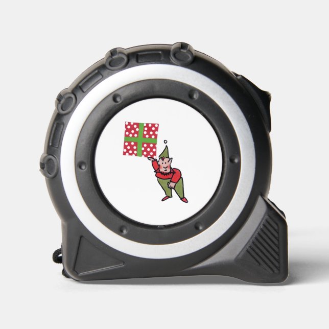 Elf With Polka Dot Gift tape measure 1 (Front)