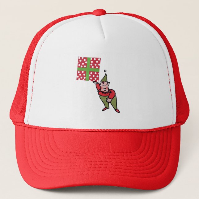 Elf With Polka Dot Gift trucker hat (Front)