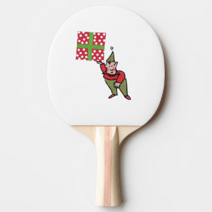 Elf With Polka Dot Gift white ping pong paddle