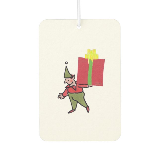 Elf With Red Box car air freshener (Front)