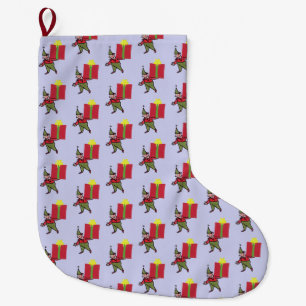 Elf With Red Box Christmas stocking large