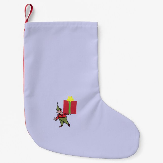 Elf With Red Box Christmas stocking small (Front)