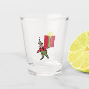 Elf With Red Box clear shot glass