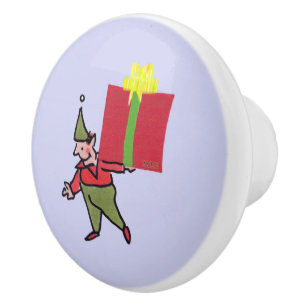 Elf With Red Box purple ceramic knob