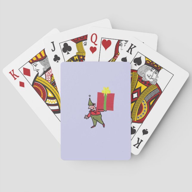 Elf With Red Box purple Poker playing cards (Back)