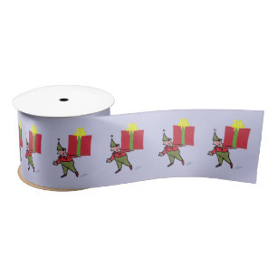 Elf With Red Box ribbon spool Satin Ribbon