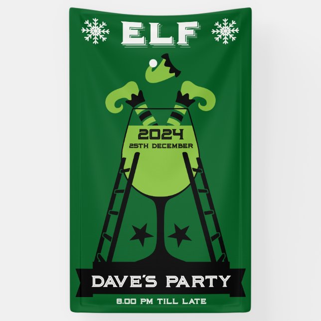 Elf  Xmas Party Banner (Vertical)