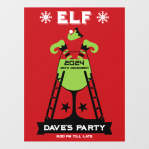 Elf Xmas Party Window Cling
