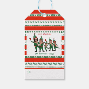 Elf Your Family of Five Scarf Red Green Funny Gift Tags