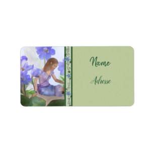 Elfe im Blumenbeet  Adressaufkleber Label