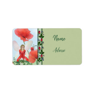Elfe im Blumenbeet Adressaufkleber Label