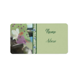 Elfe im Blumenbeet  Adressaufkleber Label