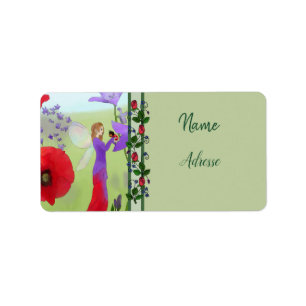 Elfe im Blumenbeet Label