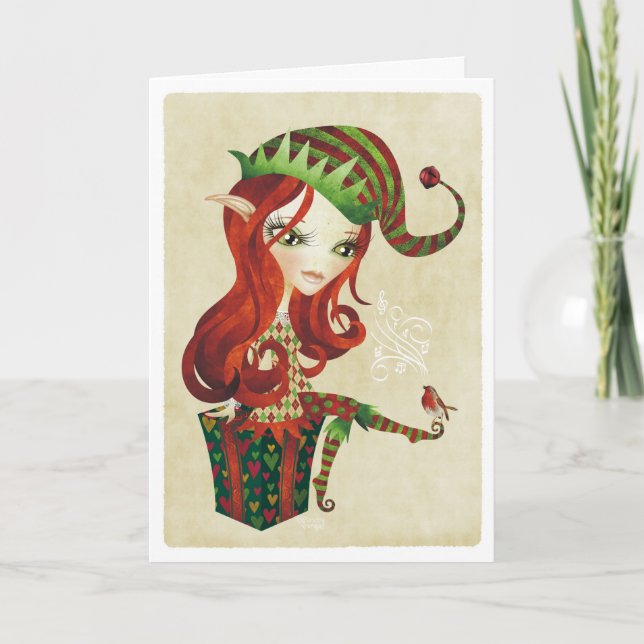 Elfie Christmas Greeting Card (Front)