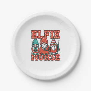 Elfie Nurse Gnomes Christmas Helper National Paper Plate