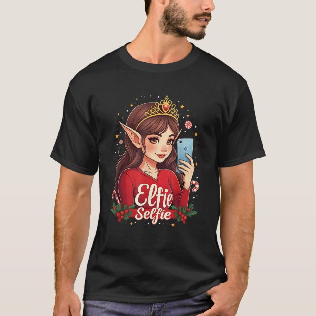 Elfie Selfie through the holidays Christmas Elves  T-Shirt (Front)