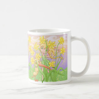 Elfleda and Kiwi in the daffodils Coffee Mug