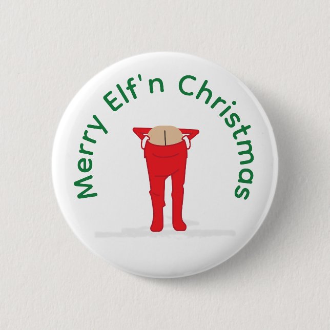Elf'n Elf Moon Christmas 6 Cm Round Badge (Front)