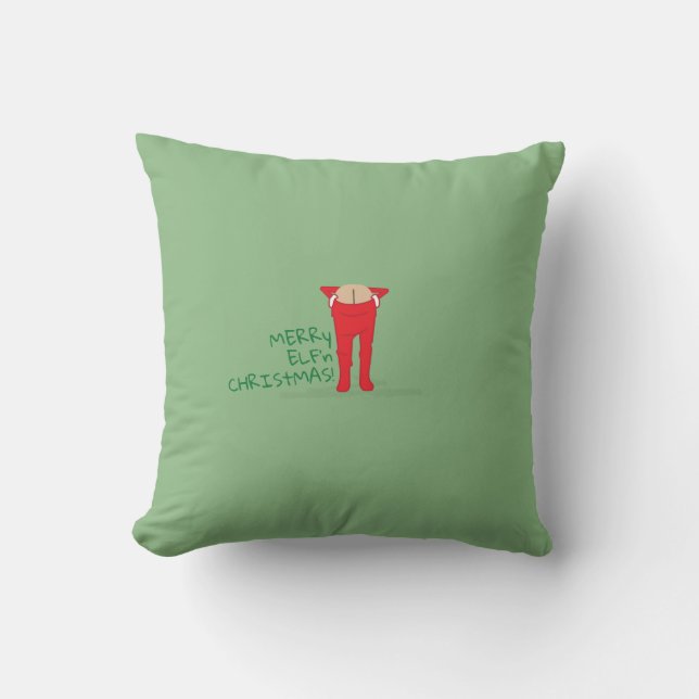 Elf'n Elf Moon Christmas Sweatshirt Cushion (Front)