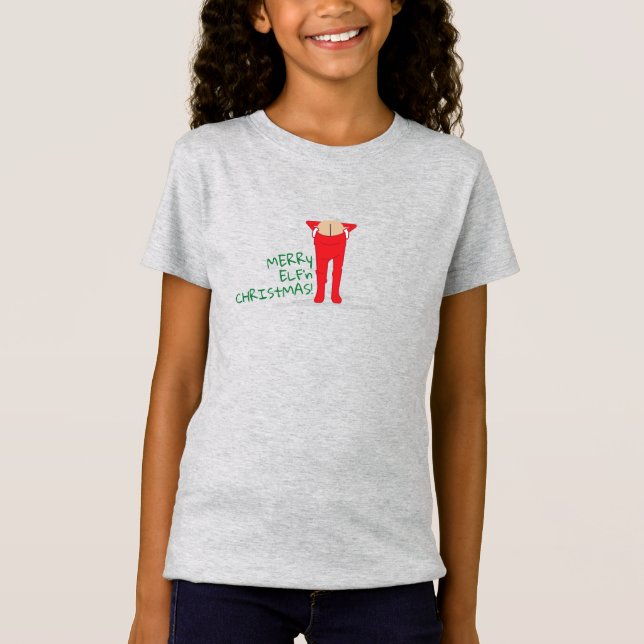 Elf'n Elf Moon Christmas T-Shirt (Front)