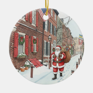 Elfreth's Alley in Philly at Christmas  Ceramic Tree Decoration