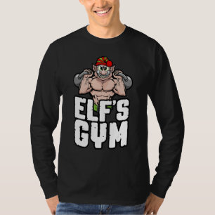 Elf's Gym Kettlebell Bodybuilder Christmas Workout T-Shirt