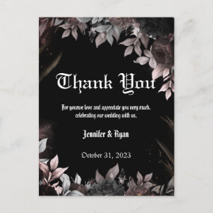 Elgant Gothic Burgundy Red and Black Floral  Postcard