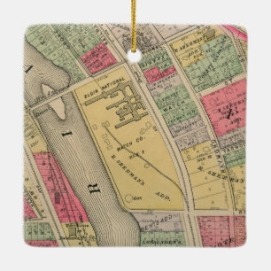 Elgin Illinois 1871 Map Elgin Watch Factory Ceramic Ornament