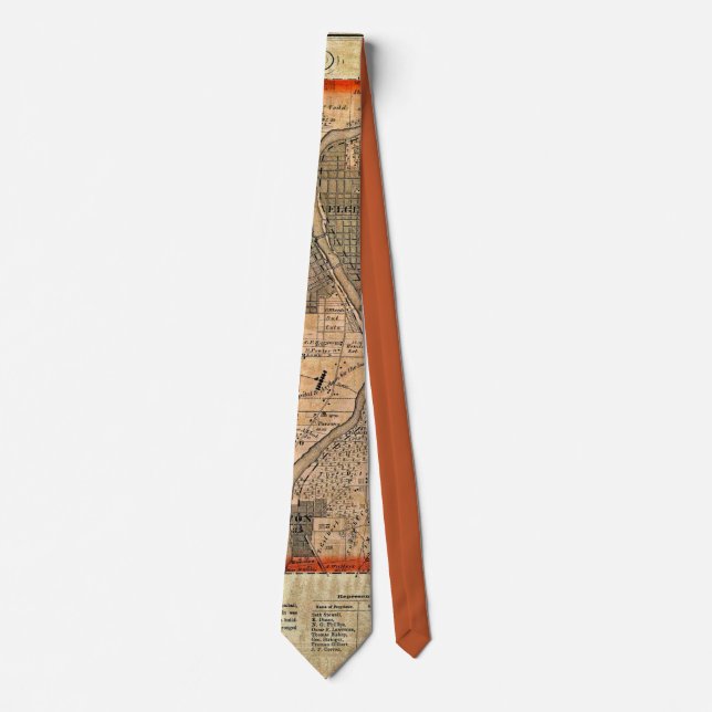 Elgin Illinois 1871 Map Tie (Front)