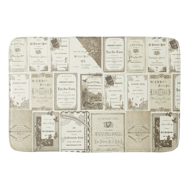 Elgin Illinois 1880's Club Invitations Sepia Paper Bath Mat (Front)