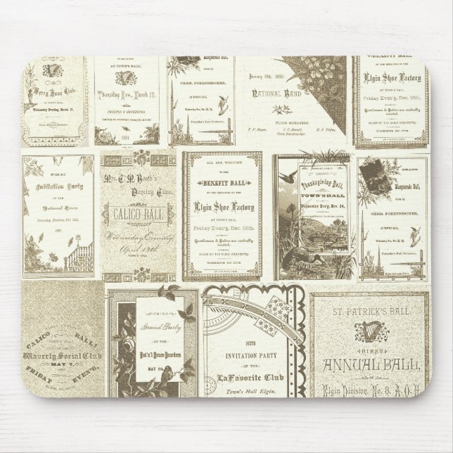 Elgin Illinois 1880's Sepia Club Invitations Party Mouse Mat (Front)