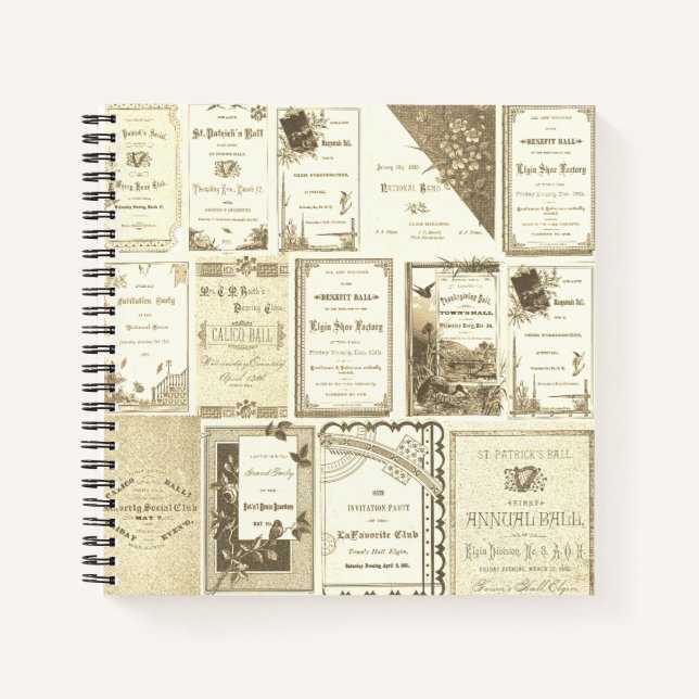 Elgin Illinois 1880's Sepia Club Invitations Party Notebook (Front)