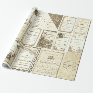 Elgin Illinois 1880's Sepia Club Invitations Party Wrapping Paper