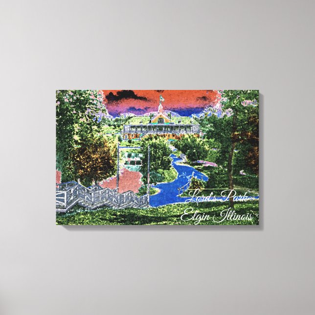ELGIN ILLINOIS LORDS PARK PAVILION 1920'S ART VIEW CANVAS PRINT (Front)