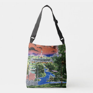 ELGIN ILLINOIS LORDS PARK PAVILION 1920'S ART VIEW CROSSBODY BAG