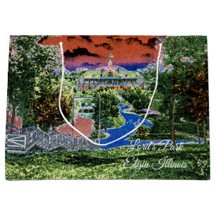 ELGIN ILLINOIS LORDS PARK PAVILION 1920'S ART VIEW LARGE GIFT BAG