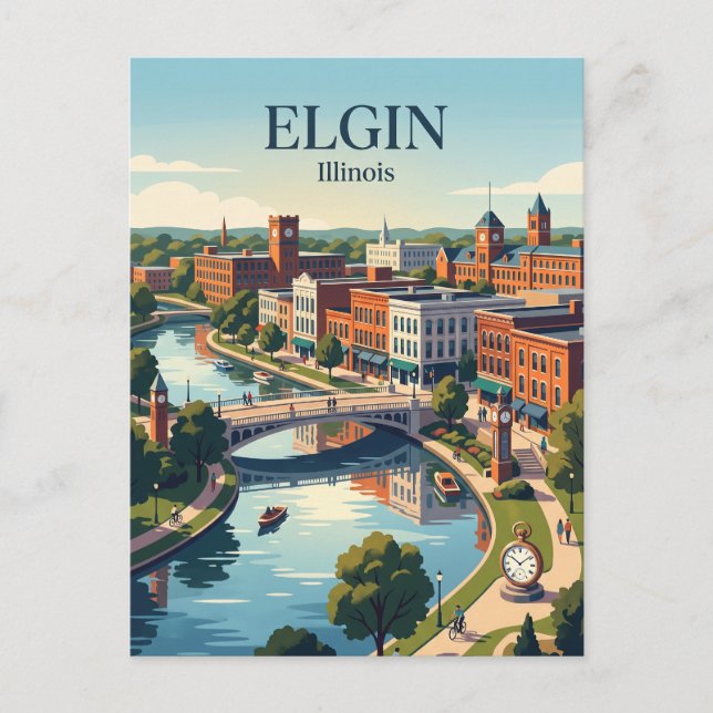 Elgin, Illinois Postcard (Front)