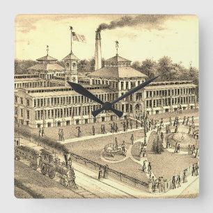 Elgin Watch Factory 1871 Image Elgin Illinois Square Wall Clock