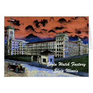 Elgin Watch Factory Colourful Watercolor 1920 Art