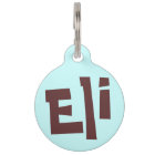 Eli Dark Brown on Light Blue Puppy Dog Name Tag