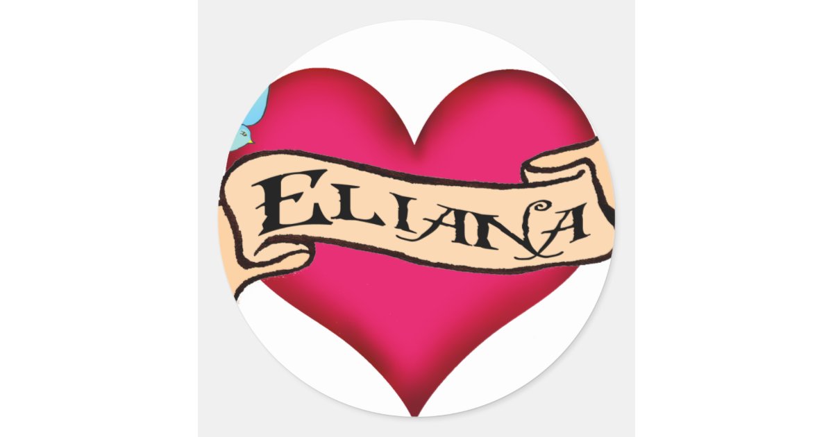Eliana Custom Heart Tattoo Classic Round Sticker Eliana Custom Heart Tattoo Classic Round Sticker