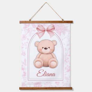 Eliana   Custom Pink Teddy Bear Nursery Design  Hanging Tapestry