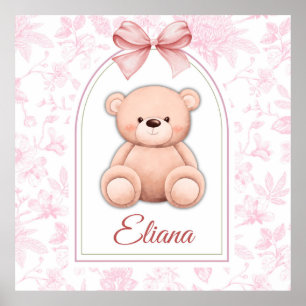Eliana Custom Pink Teddy Bear Nursery Design Poster